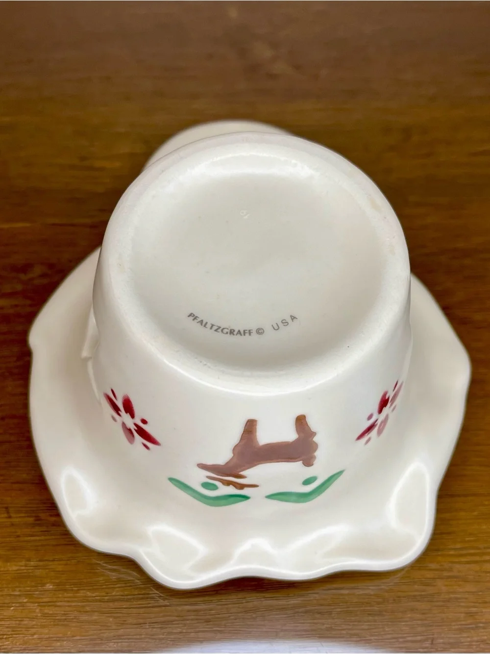 Vintage Pfaltzgraff Nordic Christmas Santa & Reindeer, Votive Candle Holder, 90s